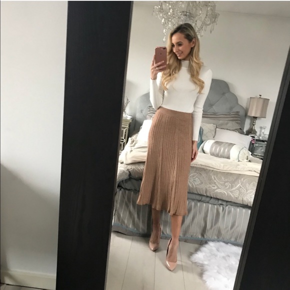 Elegant Knitted Pleated High Waist Skirt - Picture 2 of 8